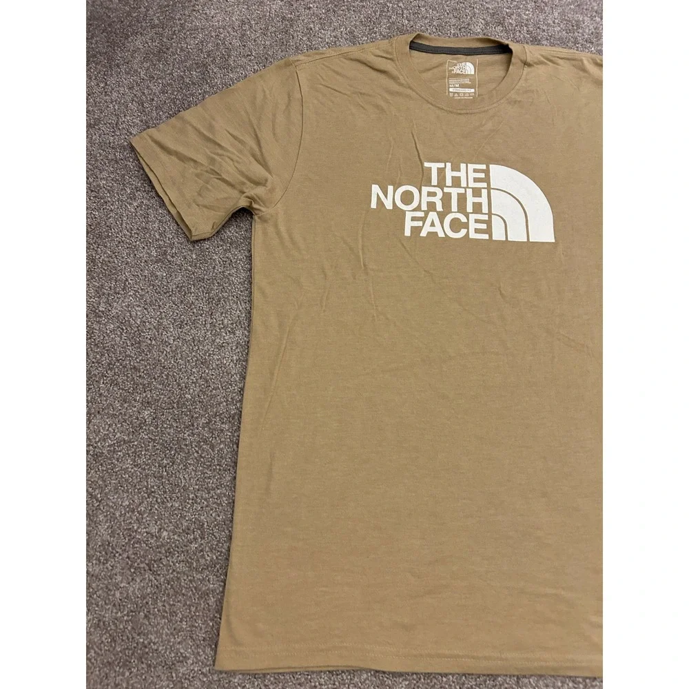 The North Face Graphic T-Shirt Mens Medium Tan Khaki Excellent Half Dome Logo